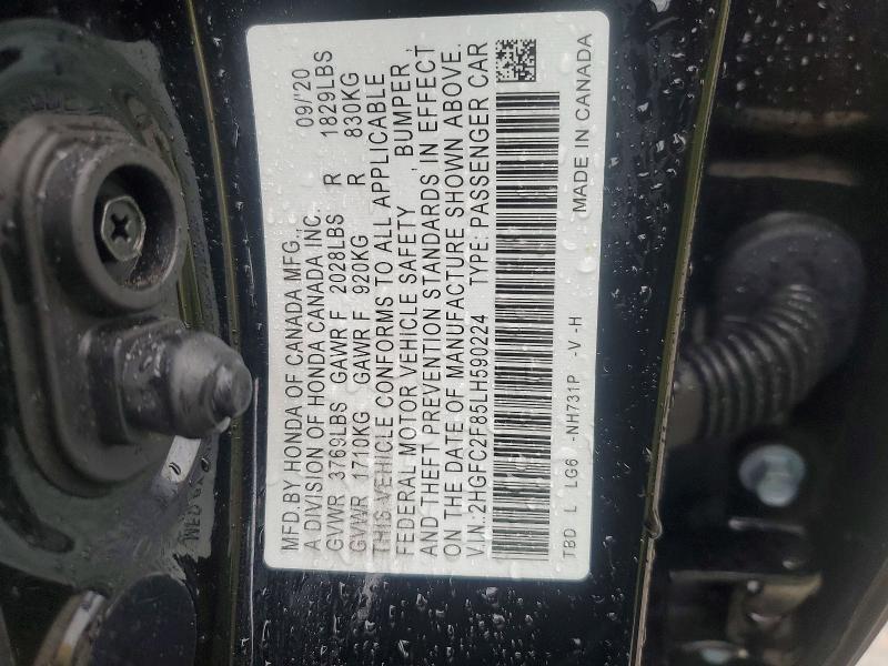 Продажа на аукционе авто 2020 Honda Civic, vin: 2HGFC2F85LH590224, номер лота: 79605475