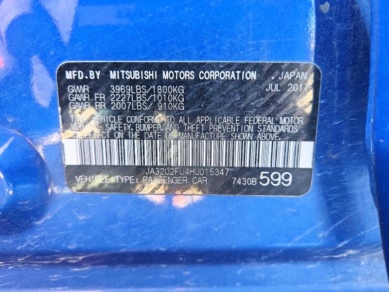 Aukcja sprzedaży 2017 Mitsubishi Lancer, vin: JA32U2FU4HU015347, numer aukcji: 46247596