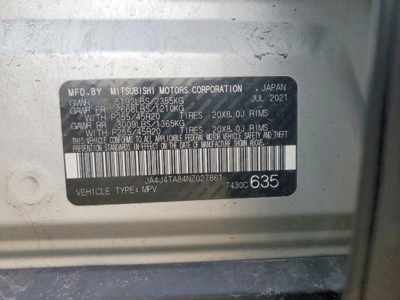 46035746 :رقم المزاد ، JA4J4TA84NZ027861 vin ، 2022 Mitsubishi Outlander مزاد بيع
