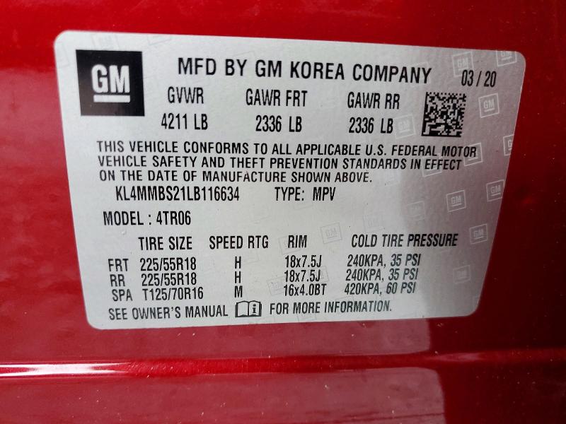 Продаж на аукціоні авто 2020 Buick Encore Gx, vin: KL4MMBS21LB116634, номер лоту: 79119185