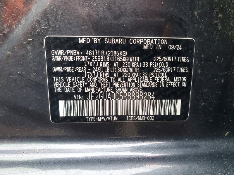 46428996 :رقم المزاد ، JF2GUADC5R8898284 vin ، 2024 Subaru Crosstrek مزاد بيع