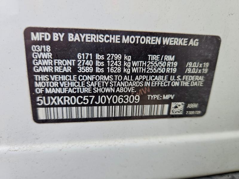 2018 Bmw X5 მანქანა იყიდება აუქციონზე, vin: 5UXKR0C57J0Y06309, აუქციონის ნომერი: 47977356