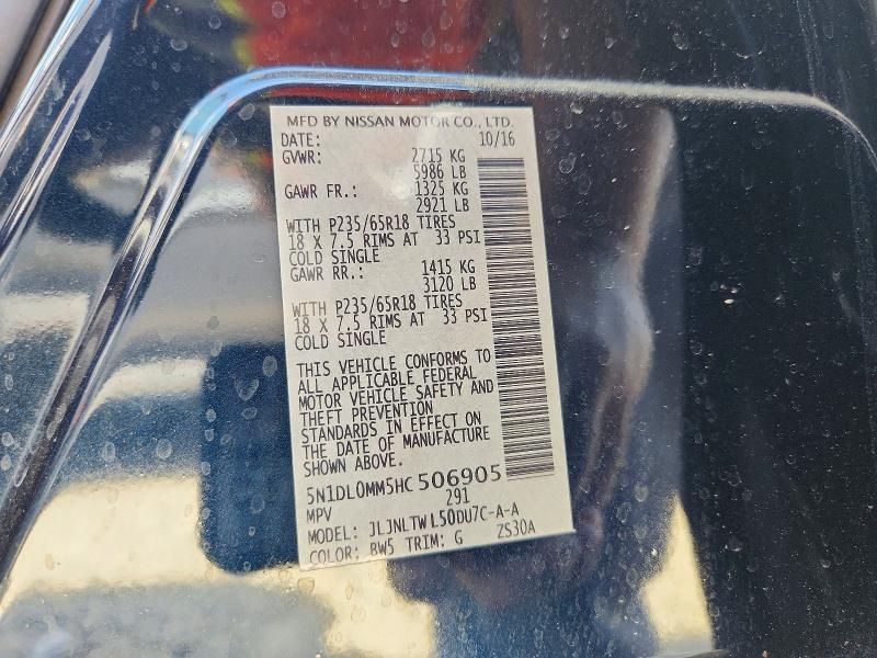 Aukcja sprzedaży 2017 Infiniti Qx60, vin: 5N1DL0MM5HC506905, numer aukcji: 47173786