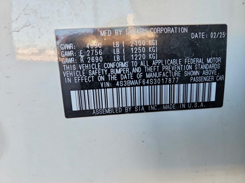 Продажа на аукционе авто 2025 Subaru Legacy, vin: 4S3BWAF64S3017877, номер лота: 47325866
