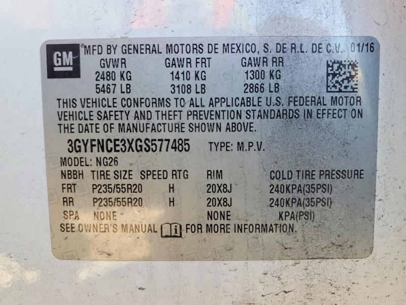 2016 Cadillac Srx მანქანა იყიდება აუქციონზე, vin: 3GYFNCE3XGS577485, აუქციონის ნომერი: 45914686