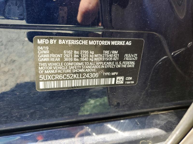 47014606 :رقم المزاد ، 5UXCR6C52KLL24306 vin ، 2019 Bmw X5 مزاد بيع