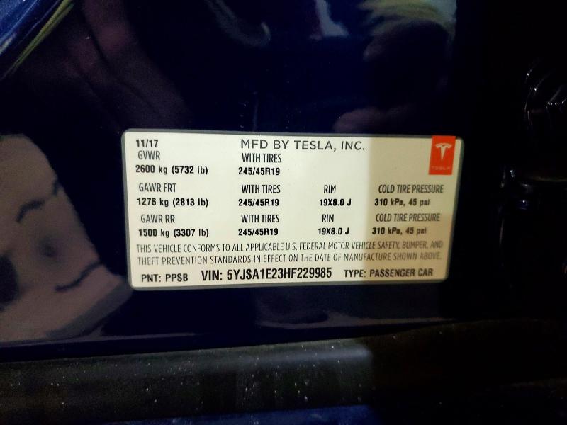 Продажа на аукционе авто 2017 Tesla Model S, vin: 5YJSA1E23HF229985, номер лота: 79234645