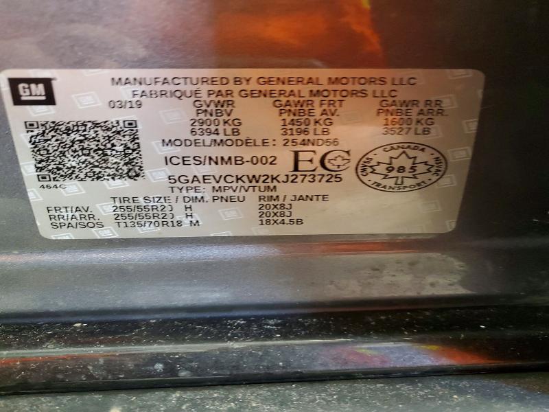 Aukcja sprzedaży 2019 Buick Enclave, vin: 5GAEVCKW2KJ273725, numer aukcji: 45768746