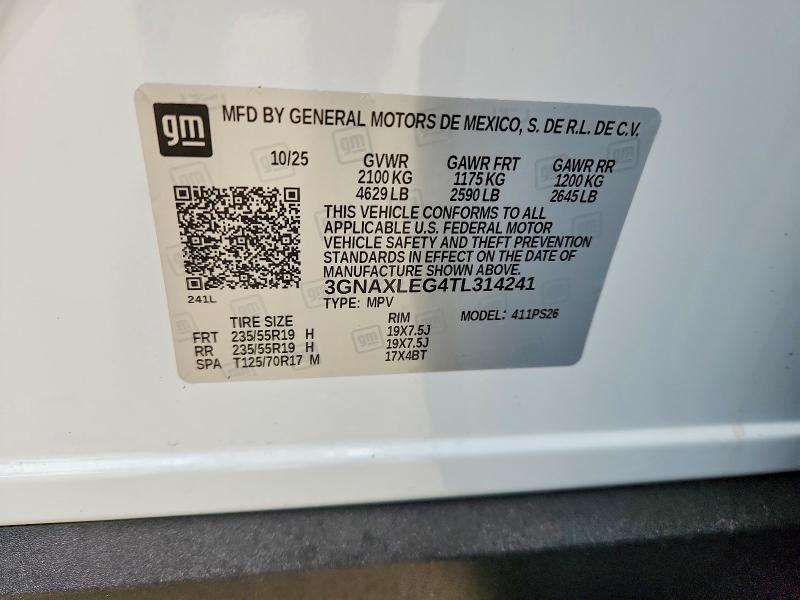 Продажа на аукционе авто 2026 Chevrolet Equinox, vin: 3GNAXLEG4TL314241, номер лота: 47710986