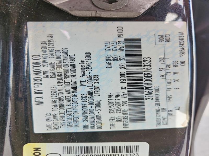 Продаж на аукціоні авто 2014 Ford Fusion, vin: 3FA6P0HD0ER163323, номер лоту: 48481966