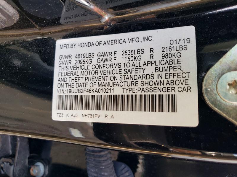 47640866 :رقم المزاد ، 19UUB2F46KA010211 vin ، 2019 Acura Tlx مزاد بيع