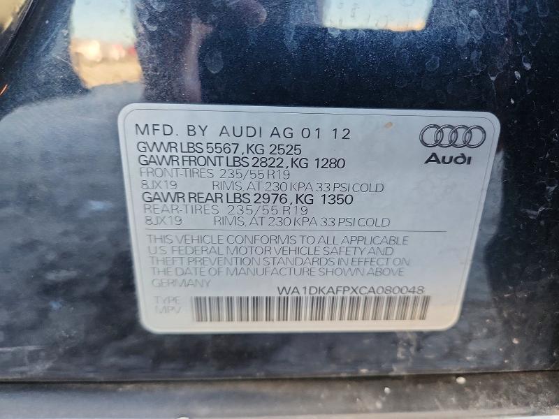 79769395 :رقم المزاد ، WA1DKAFPXCA080048 vin ، 2012 Audi Q5 مزاد بيع