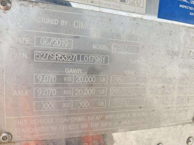 79925715 :رقم المزاد ، 527SR5327LL017981 vin ، 2020 Cimc Reefer Trailer Unknown مزاد بيع