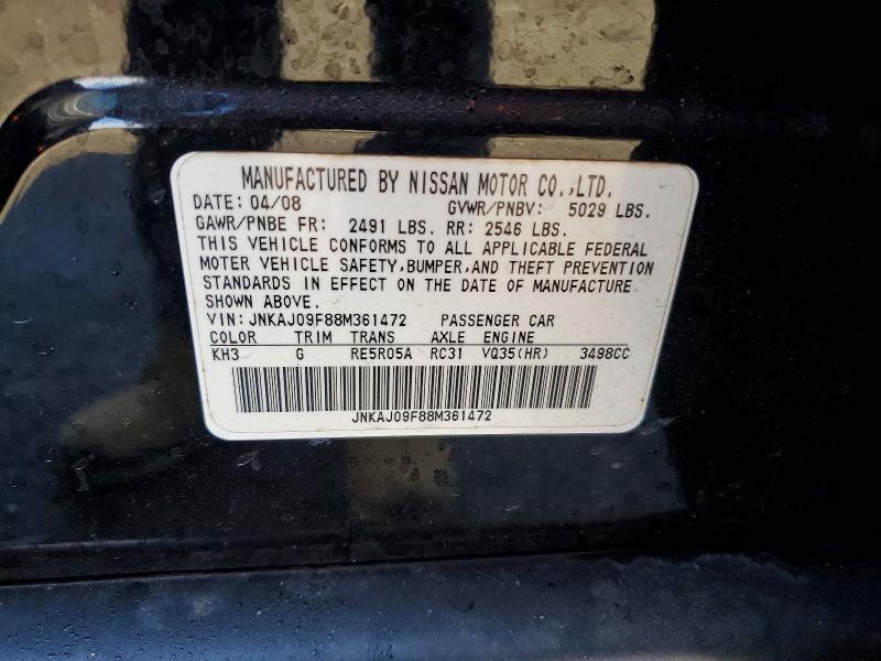 79697525 :رقم المزاد ، JNKAJ09F88M361472 vin ، 2008 Infiniti Ex35 مزاد بيع