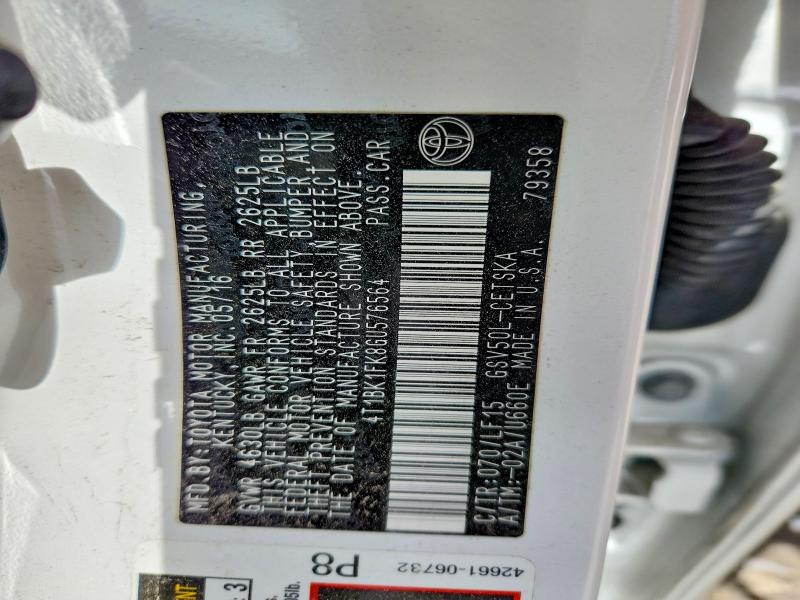 46527566 :رقم المزاد ، 4T1BK1FK8GU576564 vin ، 2016 Toyota Camry مزاد بيع