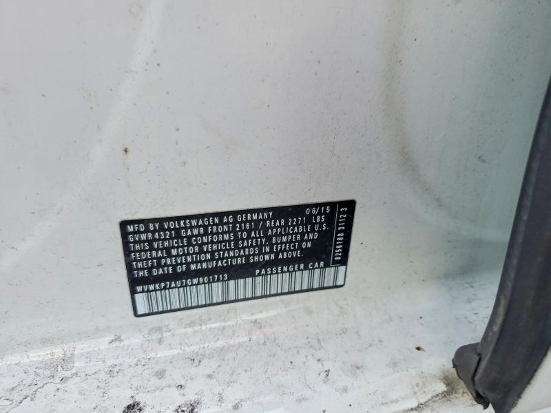 Продаж на аукціоні авто 2016 Volkswagen E-golf, vin: WVWKP7AU7GW901713, номер лоту: 41695756