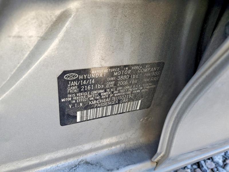 46383836 :رقم المزاد ، KMHDH4AE7EU102192 vin ، 2014 Hyundai Elantra مزاد بيع