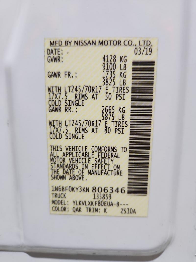 2019 Nissan Nv მანქანა იყიდება აუქციონზე, vin: 1N6BF0KY3KN806346, აუქციონის ნომერი: 55813066