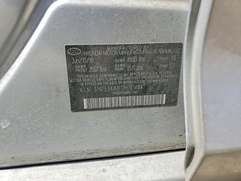 2018 Hyundai Sonata მანქანა იყიდება აუქციონზე, vin: 5NPE34AB1JH721484, აუქციონის ნომერი: 42070856