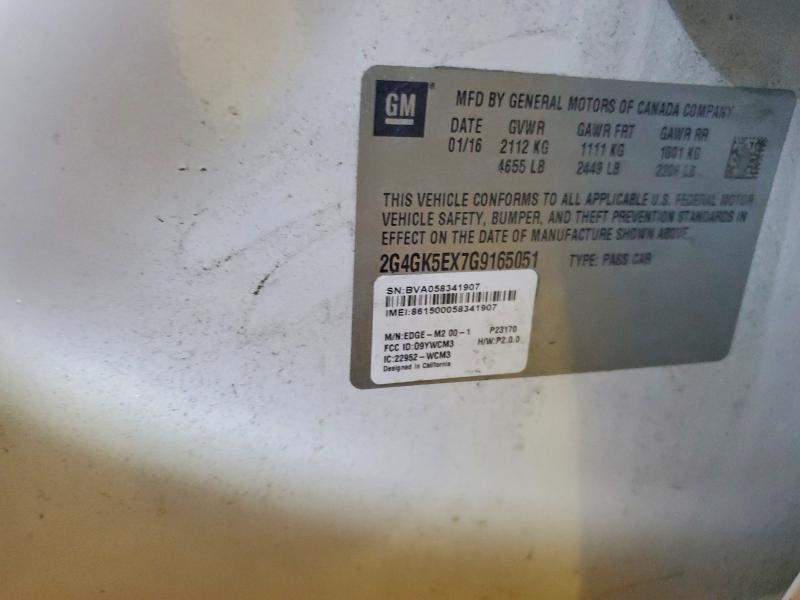 2016 Buick Regal მანქანა იყიდება აუქციონზე, vin: 2G4GK5EX7G9165051, აუქციონის ნომერი: 46488286
