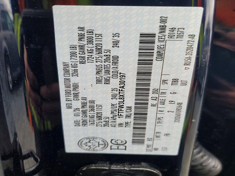Продаж на аукціоні авто 2026 Ford F150, vin: 1FTFW3L8XTFA30197, номер лоту: 47080946