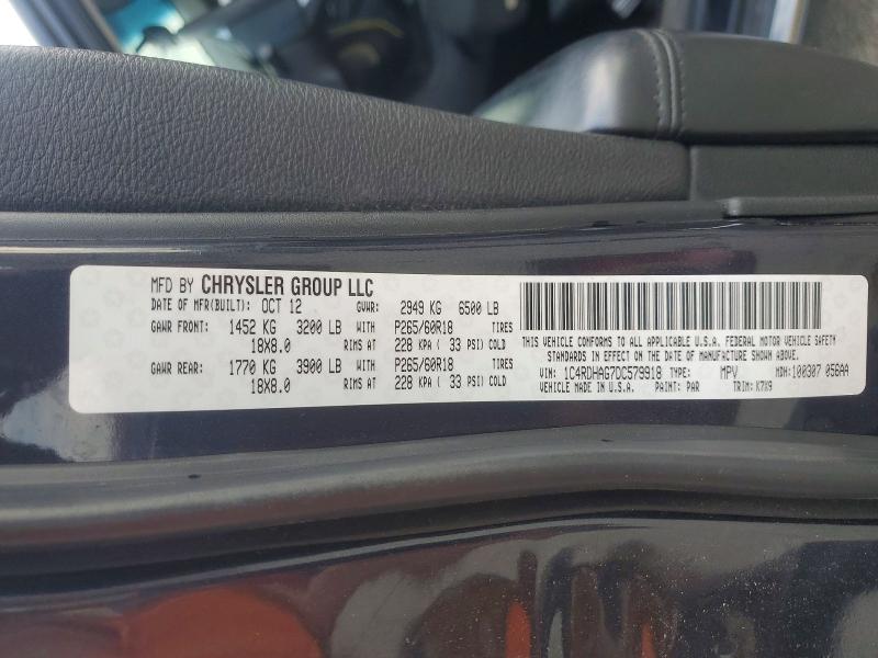 Aukcja sprzedaży 2013 Dodge Durango, vin: 1C4RDHAG7DC579918, numer aukcji: 47220006