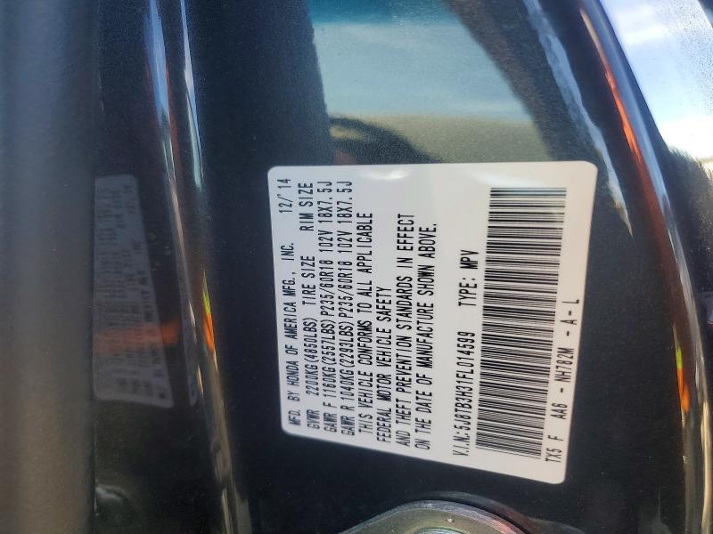 47276956 :رقم المزاد ، 5J8TB3H31FL014599 vin ، 2015 Acura Rdx مزاد بيع