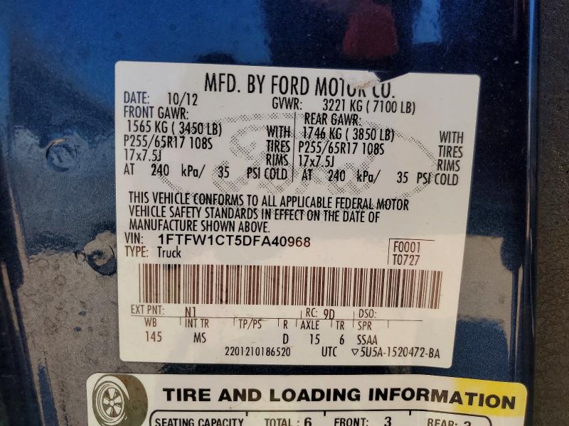 Продаж на аукціоні авто 2013 Ford F150, vin: 1FTFW1CT5DFA40968, номер лоту: 47713886