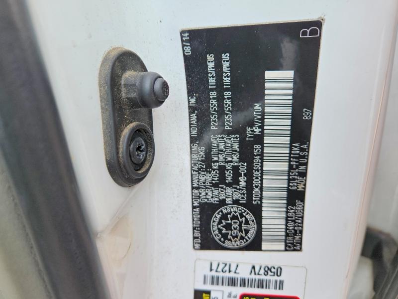 79069675 :رقم المزاد ، 5TDDK3DC0ES094158 vin ، 2014 Toyota Sienna مزاد بيع