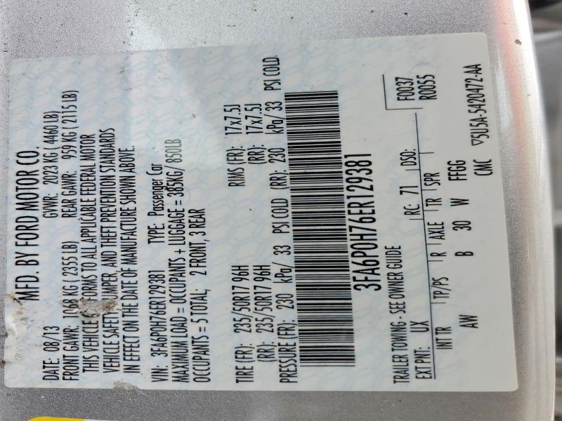 Продаж на аукціоні авто 2014 Ford Fusion, vin: 3FA6P0H76ER129381, номер лоту: 47321986