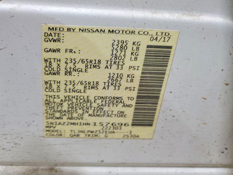 Aukcja sprzedaży 2017 Nissan Murano, vin: 5N1AZ2MH1HN157696, numer aukcji: 48056816