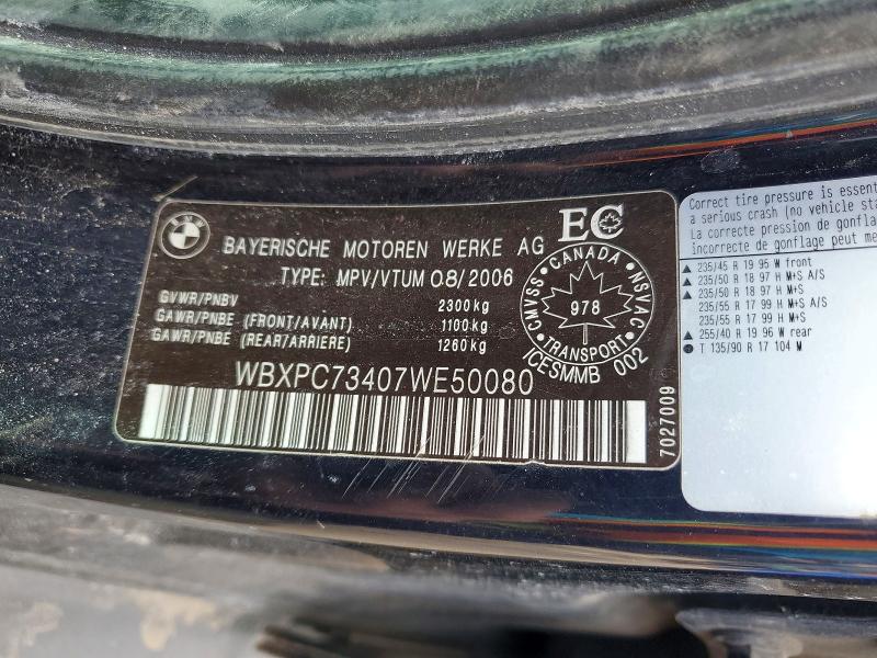 Продаж на аукціоні авто 2007 Bmw X3, vin: WBXPC73407WE50080, номер лоту: 45788616