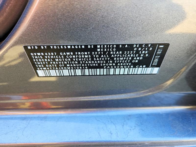 Продажа на аукционе авто 2013 Volkswagen Jetta, vin: 3VW4T7AJ8DM310616, номер лота: 46127416