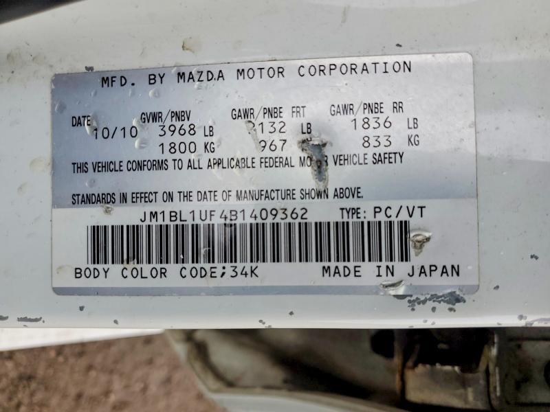 Aukcja sprzedaży 2011 Mazda 3, vin: JM1BL1UF4B1409362, numer aukcji: 79812085