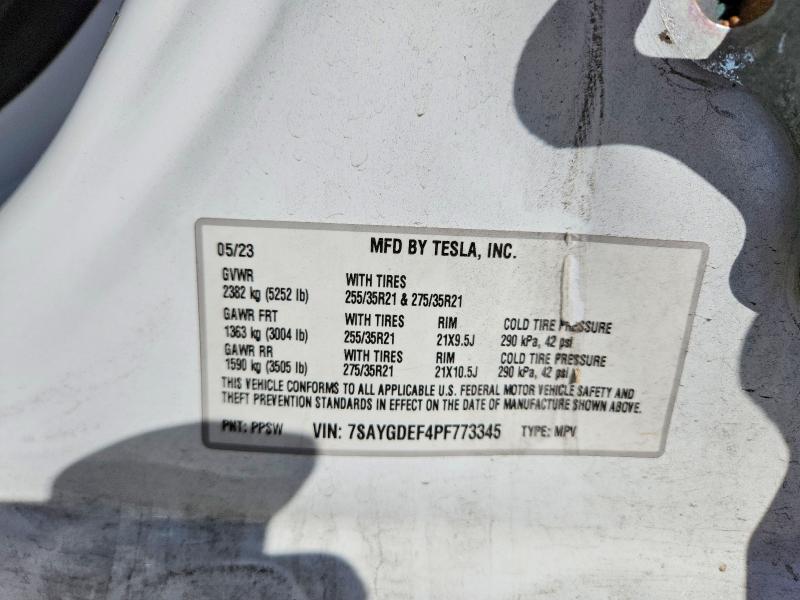 2023 Tesla Model Y მანქანა იყიდება აუქციონზე, vin: 7SAYGDEF4PF773345, აუქციონის ნომერი: 46872756
