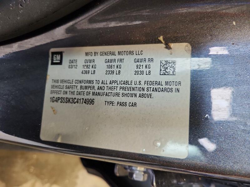 2012 Buick Verano მანქანა იყიდება აუქციონზე, vin: 1G4PS5SK3C4174996, აუქციონის ნომერი: 79975375