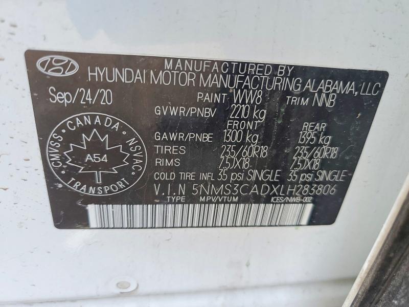 Aukcja sprzedaży 2020 Hyundai Santa Fe, vin: 5NMS3CADXLH283806, numer aukcji: 47517666