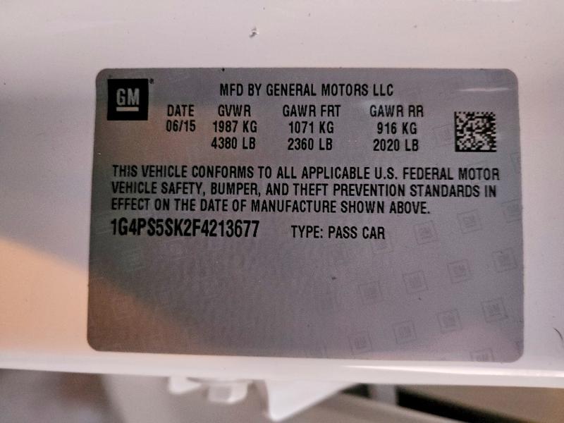 46158926 :رقم المزاد ، 1G4PS5SK2F4213677 vin ، 2015 Buick Verano مزاد بيع
