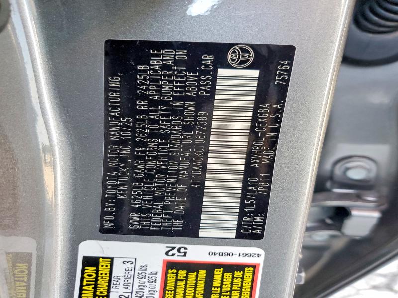 Aukcja sprzedaży 2026 Toyota Camry, vin: 4T1DAACK0TU672389, numer aukcji: 79622995