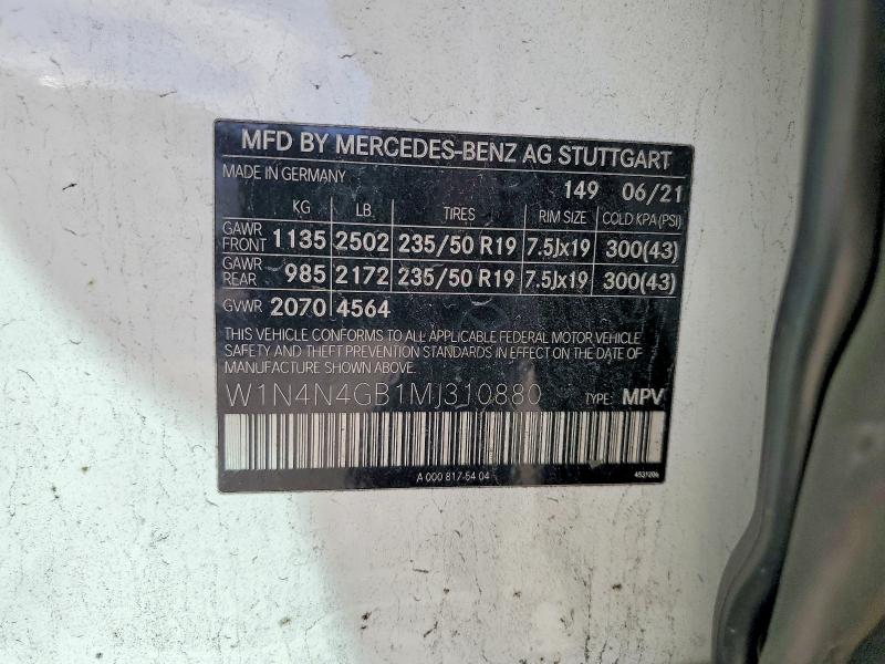Продажа на аукционе авто 2021 Mercedes-benz Gla, vin: W1N4N4GB1MJ310880, номер лота: 45975916