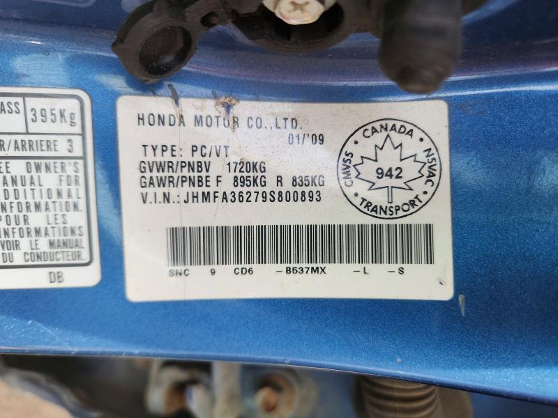Aukcja sprzedaży 2009 Honda Civic, vin: JHMFA36279S800893, numer aukcji: 45570326