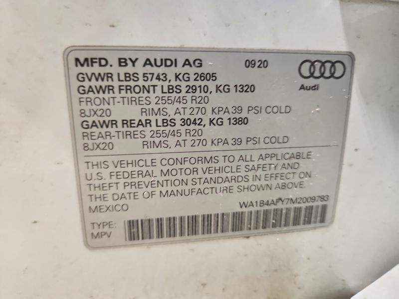 Aukcja sprzedaży 2021 Audi Sq5, vin: WA1B4AFY7M2009783, numer aukcji: 46144196