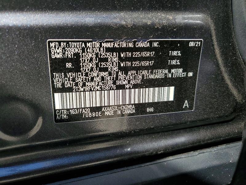 Продажа на аукционе авто 2021 Toyota Rav4, vin: 2T3W1RFV2MC158776, номер лота: 48277516