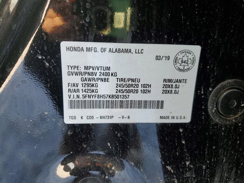 Aukcja sprzedaży 2019 Honda Passport, vin: 5FNYF8H57KB501357, numer aukcji: 79104785