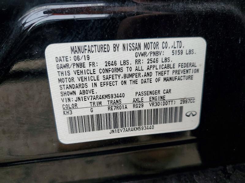 Продажа на аукционе авто 2019 Infiniti Q50, vin: JN1EV7AR4KM593440, номер лота: 47594016
