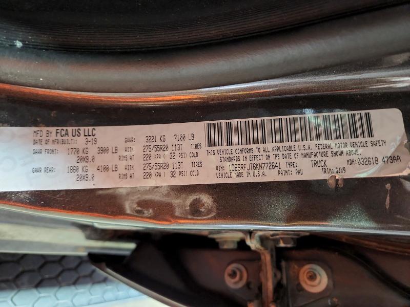Продаж на аукціоні авто 2019 Ram 1500, vin: 1C6SRFJT6KN772641, номер лоту: 47804776