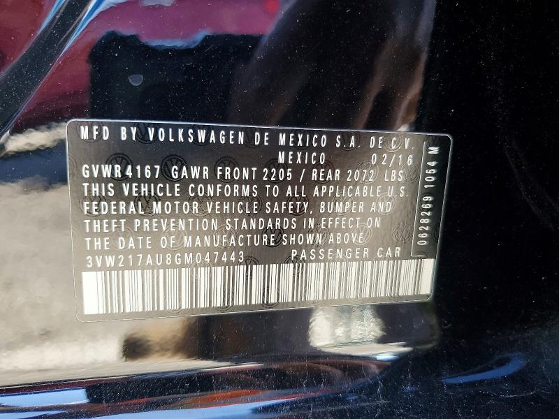 79161985 :رقم المزاد ، 3VW217AU8GM047443 vin ، 2016 Volkswagen Golf مزاد بيع