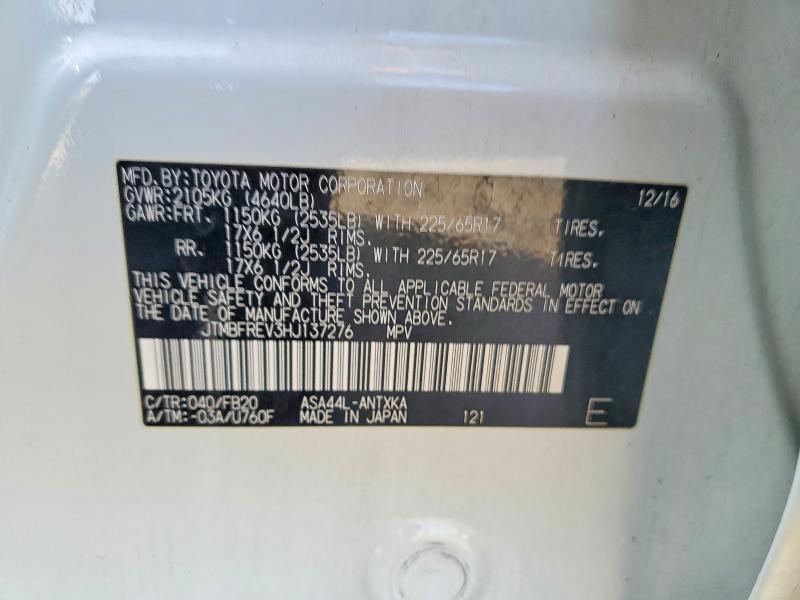47886136 :رقم المزاد ، JTMBFREV3HJ137276 vin ، 2017 Toyota Rav4 مزاد بيع