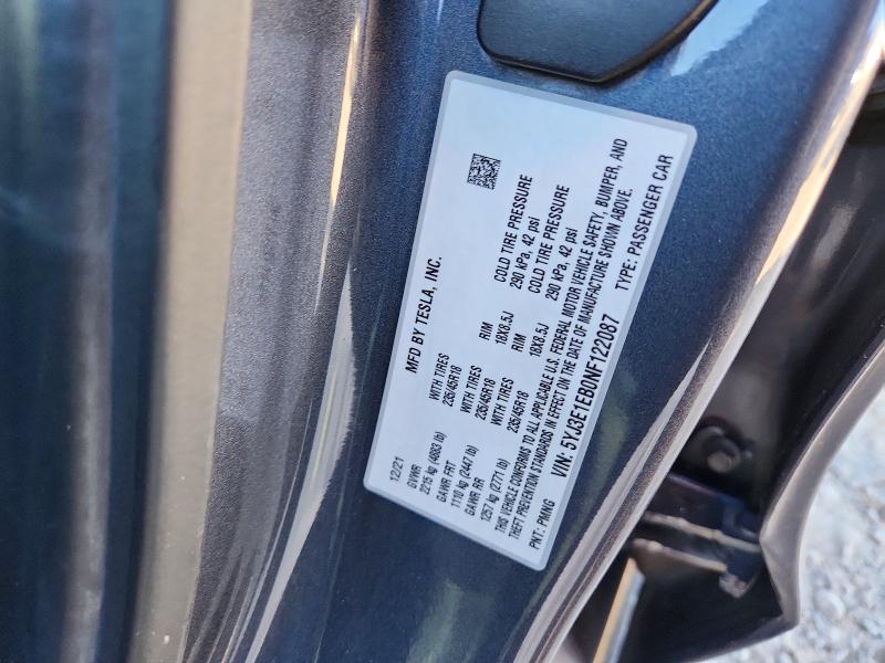 Aukcja sprzedaży 2022 Tesla Model 3, vin: 5YJ3E1EB0NF122087, numer aukcji: 79880825