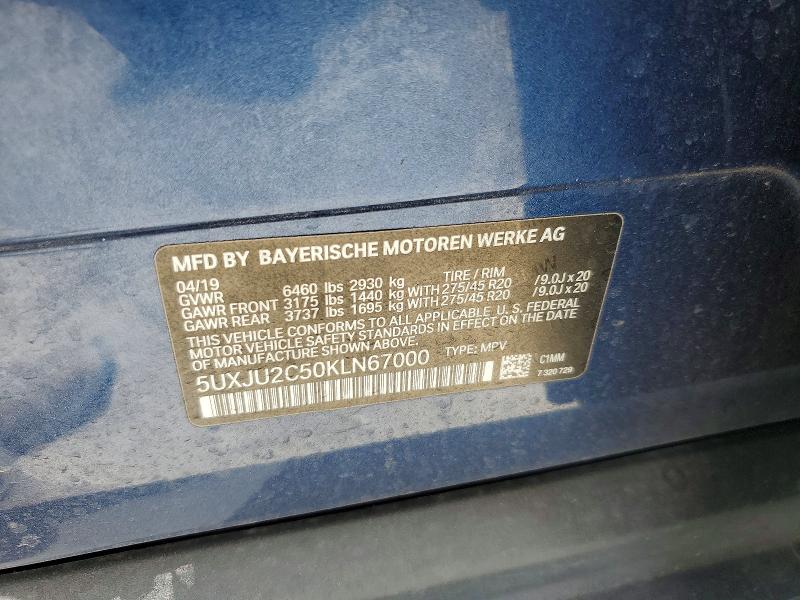 47550656 :رقم المزاد ، 5UXJU2C50KLN67000 vin ، 2019 Bmw X5 مزاد بيع